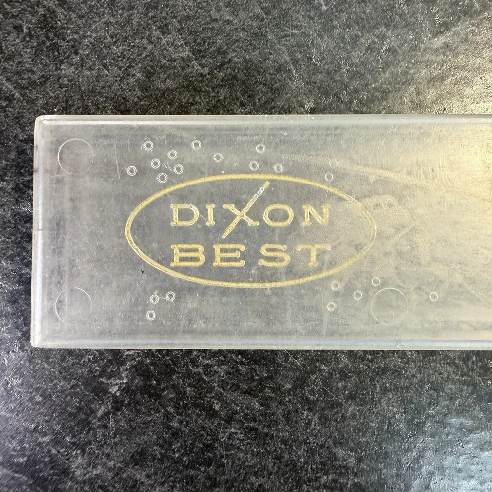 Vintage DIXON BEST Hard Plastic Color Pencil Box‎ Case 7 1/8 x 2 Inch USA